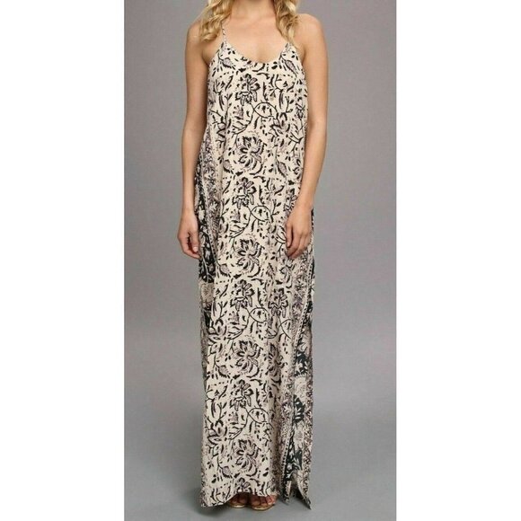 Chaser Women's Gray Silk Tapestry Maxi Dress Small - Picture 2 of 11